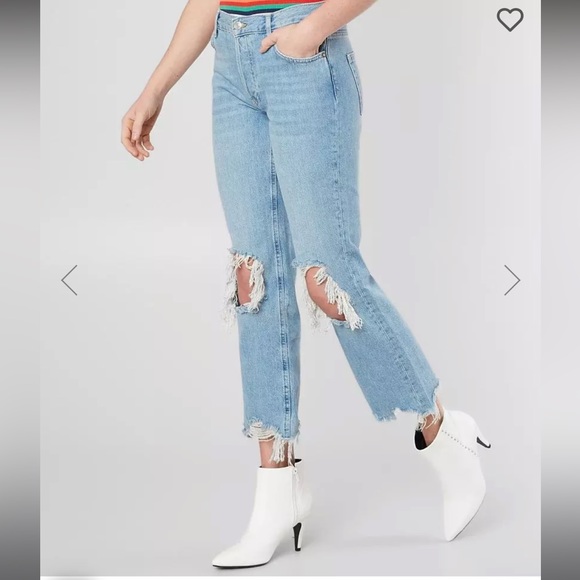 We The Free Destroyed Maggie Straight Light Wash Jeans 28 - Picture 14 of 15